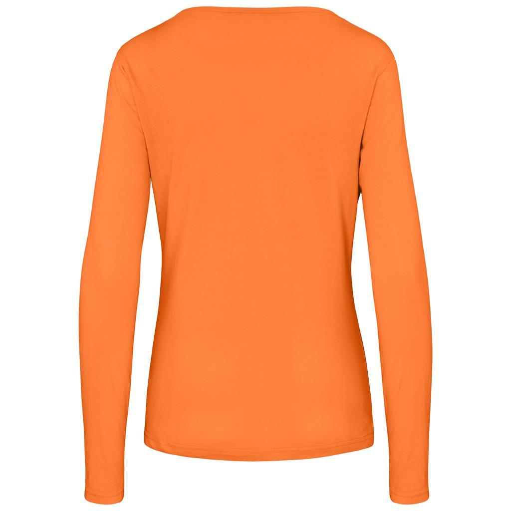 Ladies Long Sleeve Portland T-Shirt - Orange — view 2