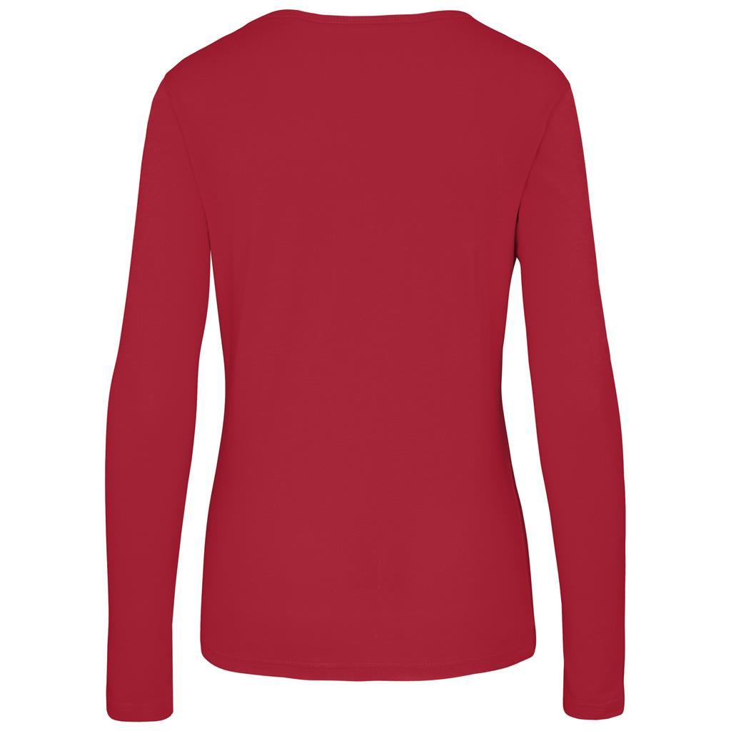 Ladies Long Sleeve Portland T-Shirt - Red — view 3