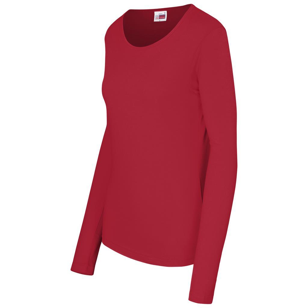 Ladies Long Sleeve Portland T-Shirt - Red — view 2