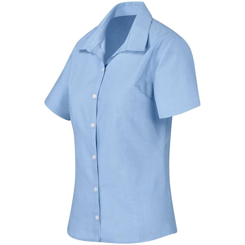 Ladies Short Sleeve Aspen Shirt - Blue — view 3