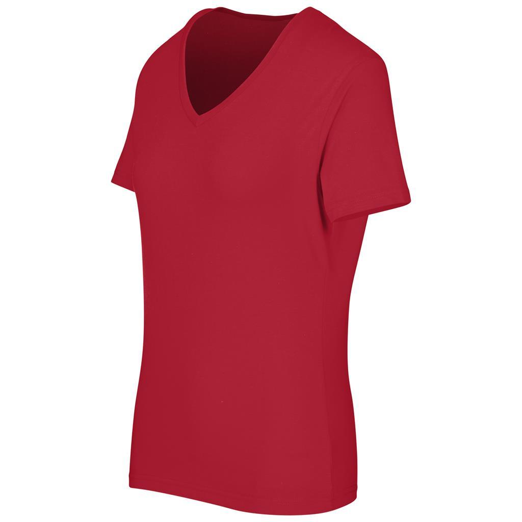Ladies Super Club 165 V-Neck T-Shirt - Red — view 3