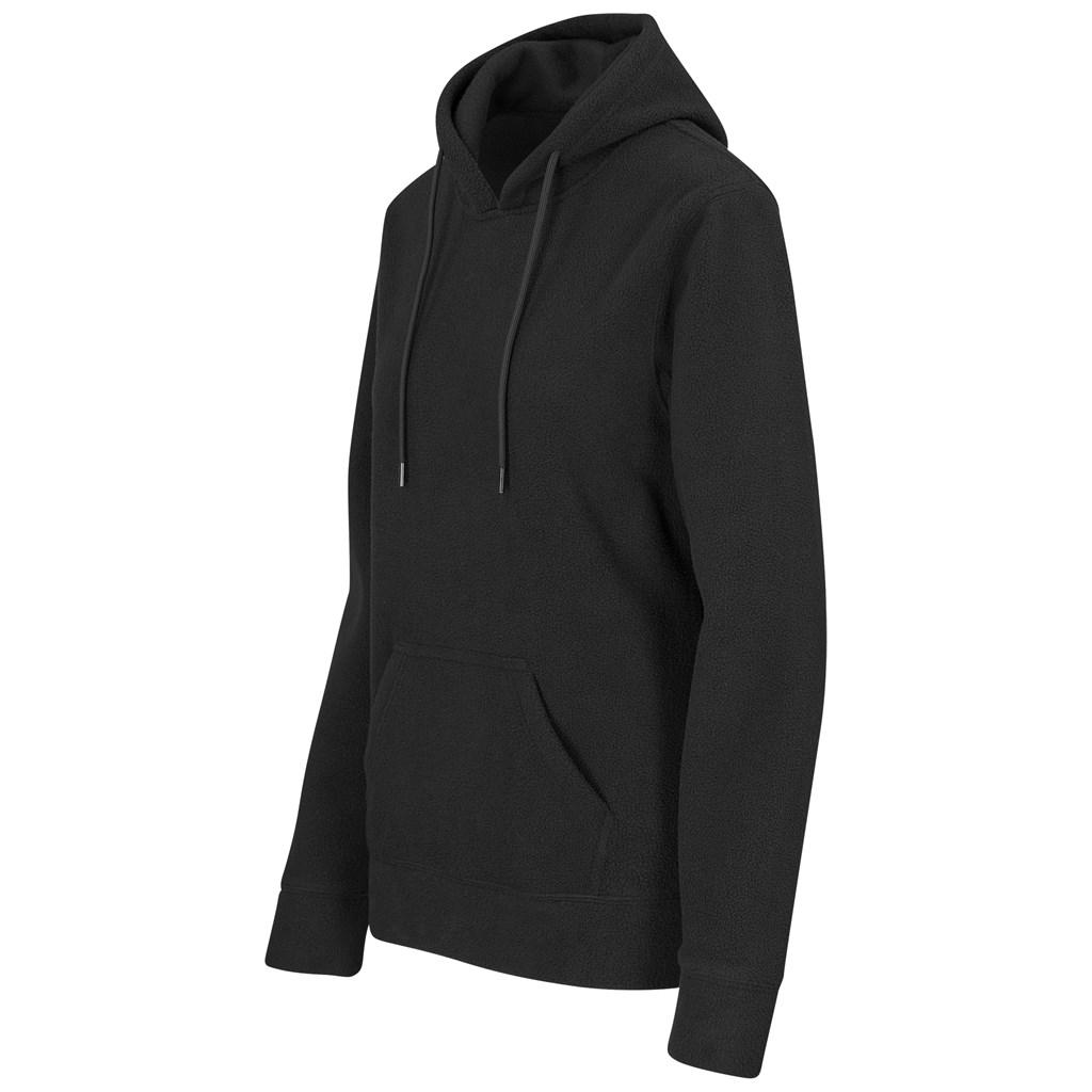 Ladies Dawson Polar Fleece Hooded Sweater - Black — view 2